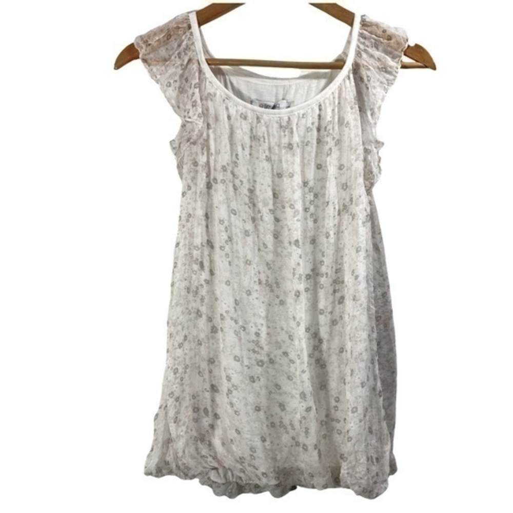 Silk Floral Delicate Print Top Summer Cottagecore
Size S
